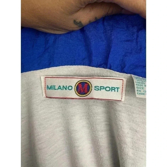 VTG Milano Sport Blue Windbreaker Jacket SMALL Women's Casual Lightweight - Picture 3 of 12
